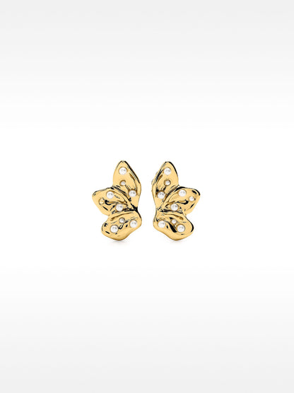 Half-Flower Earrings With Pearls