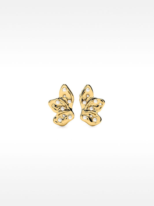 Half-Flower Earrings With Pearls