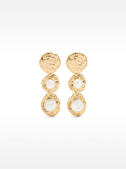 Long Round Earrings With Pearls