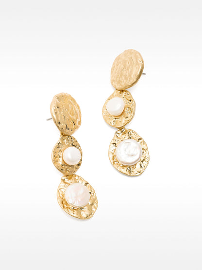 Long Round Earrings With Pearls