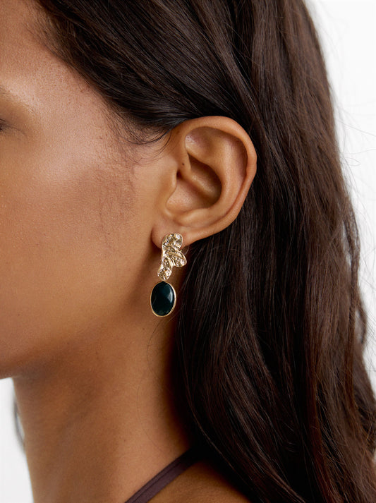 Half-Flower Earrings With Stone