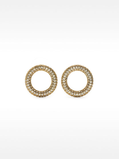 Round Earrings With Zirconia