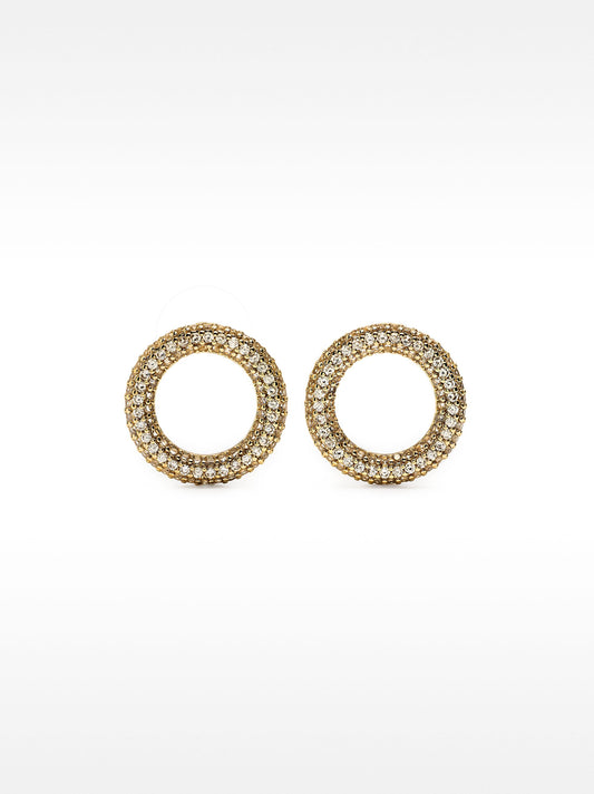 Round Earrings With Zirconia