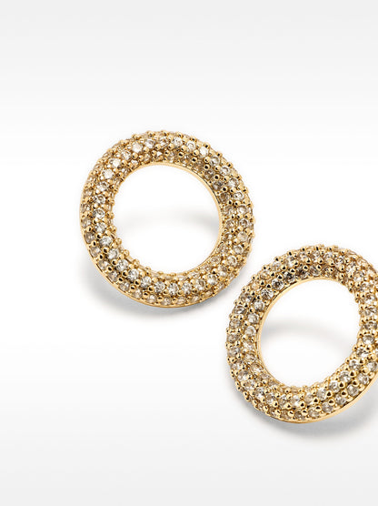 Round Earrings With Zirconia