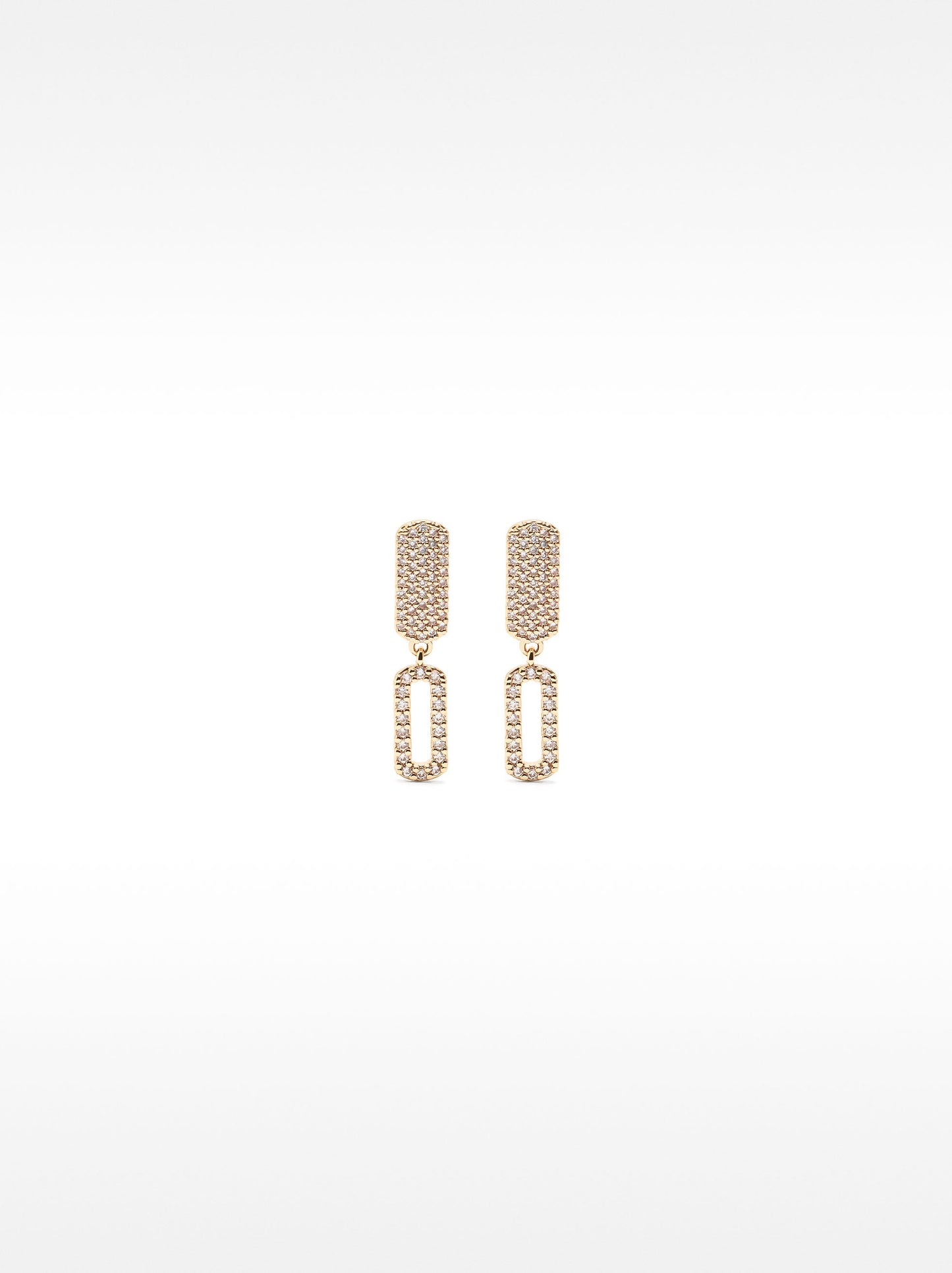 Long Rectangular Earrings With Zirconia