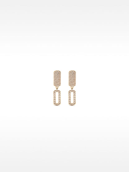 Long Rectangular Earrings With Zirconia