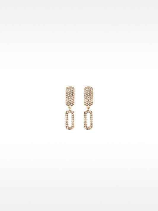 Long Rectangular Earrings With Zirconia