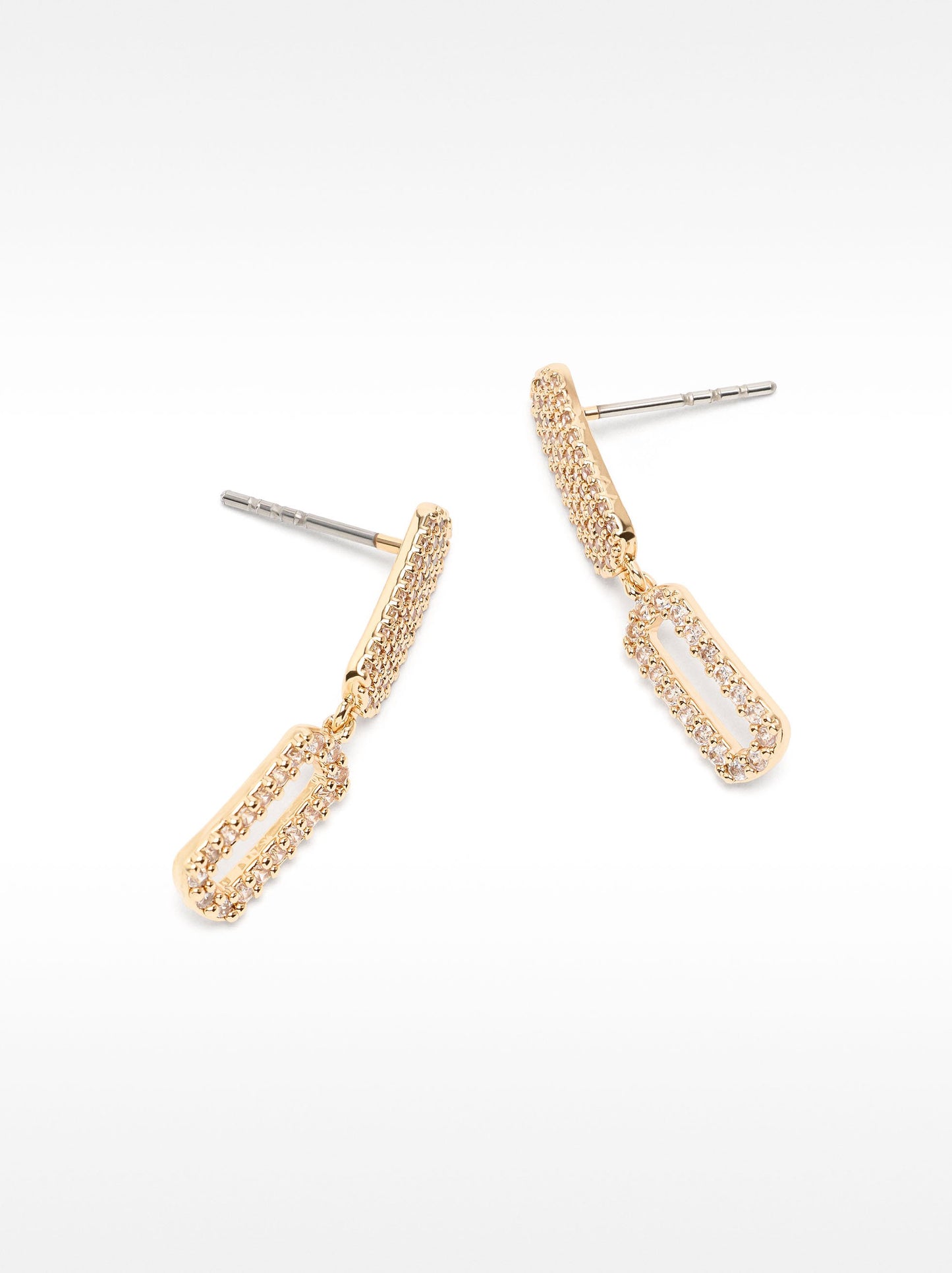 Long Rectangular Earrings With Zirconia