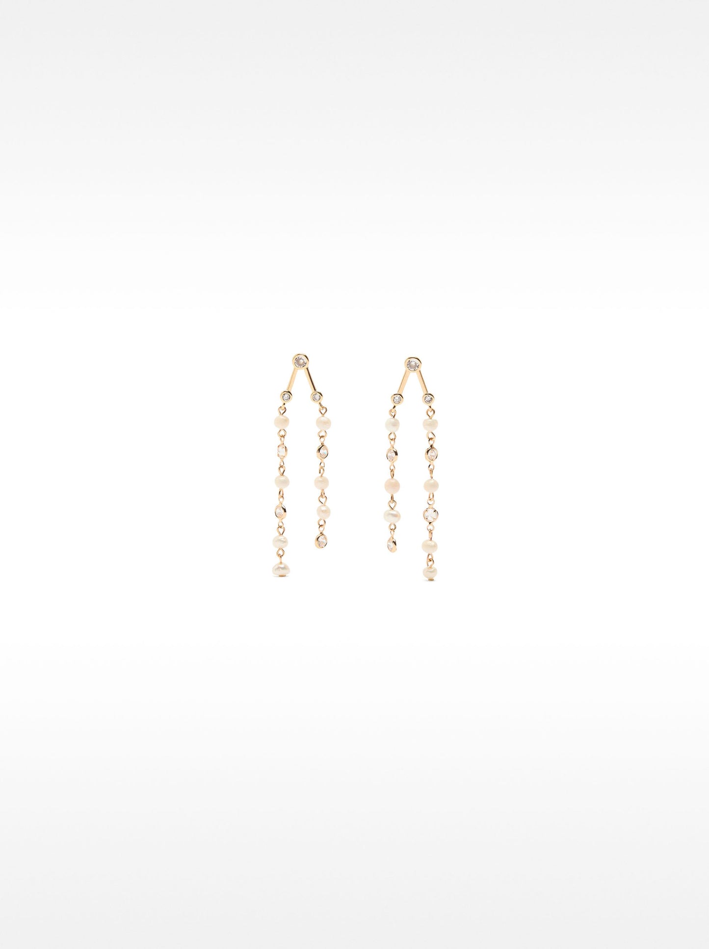 Long Earrings With Zirconia And Freshwater Pearls