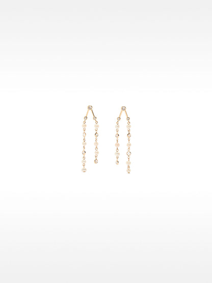Long Earrings With Zirconia And Freshwater Pearls