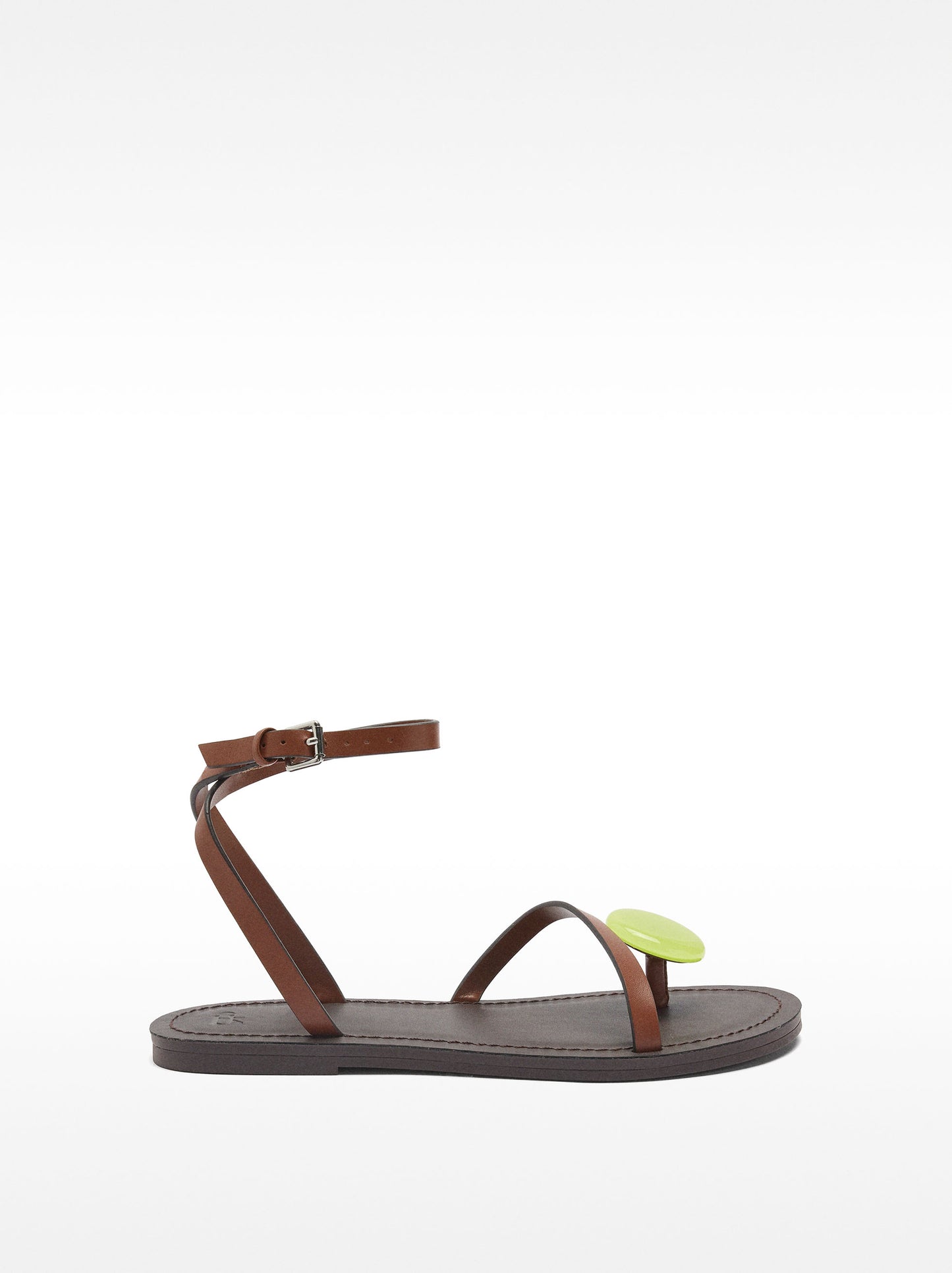 Flat Leather Sandals With Adornment