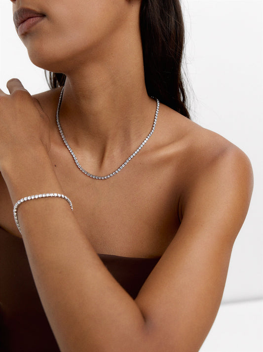 Necklace And Bracelet Set With Zirconia