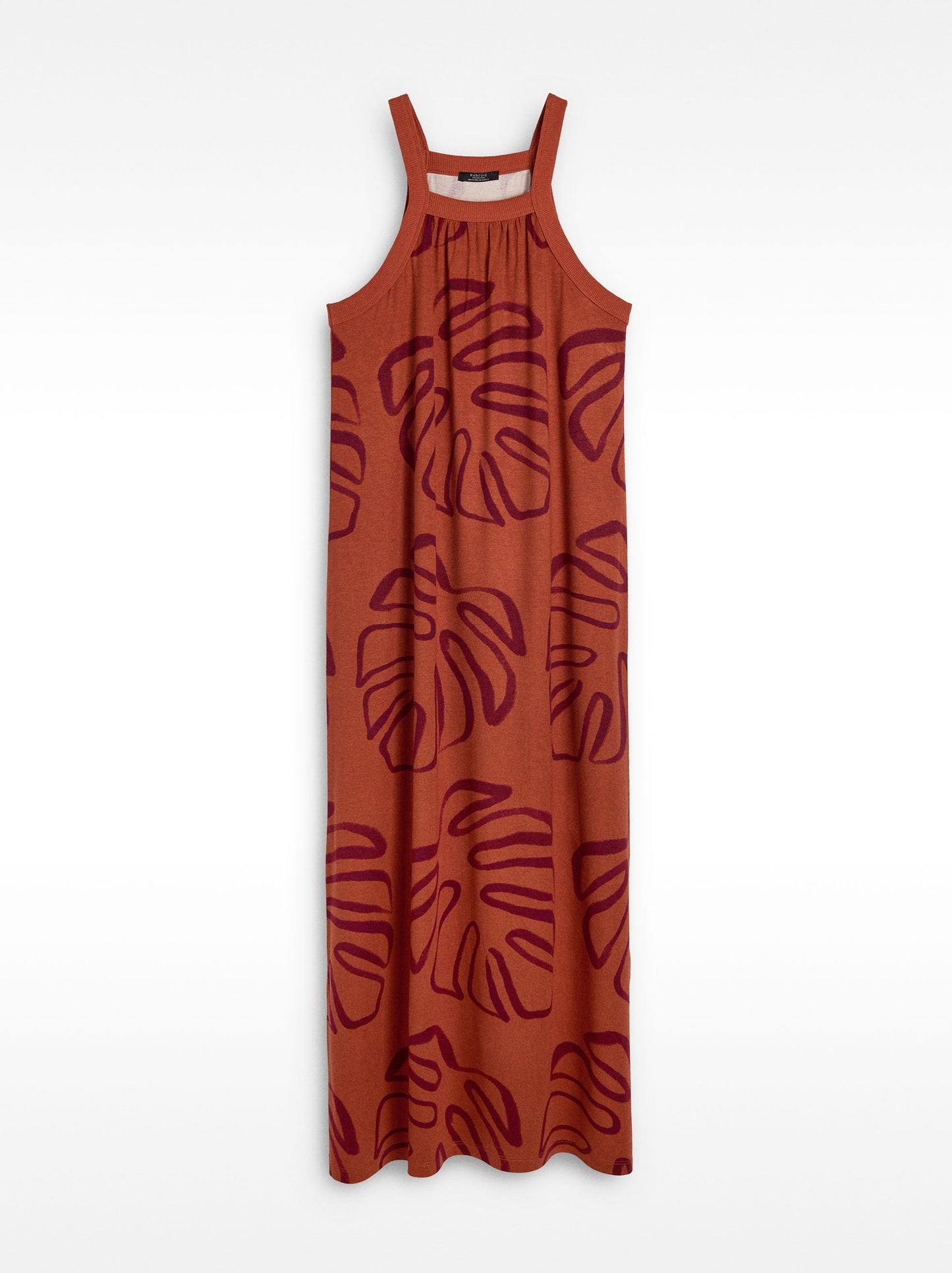 Long Dress With Leaf Print