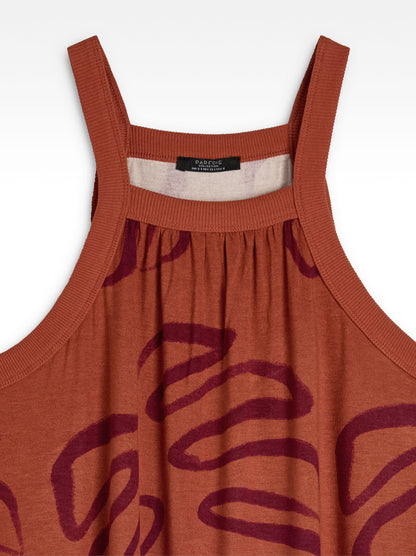 Long Dress With Leaf Print