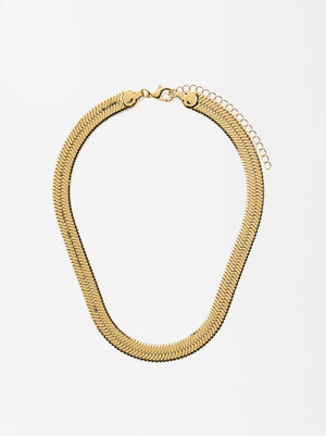 Short Necklace With Snake Chain