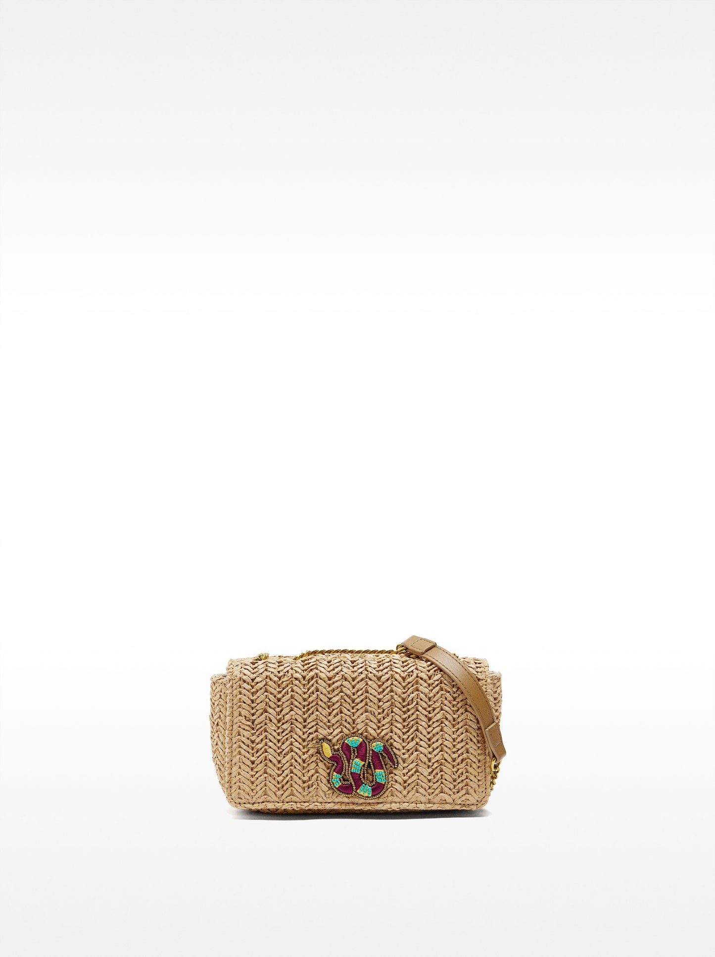 Shoulder Bag With Straw Effect