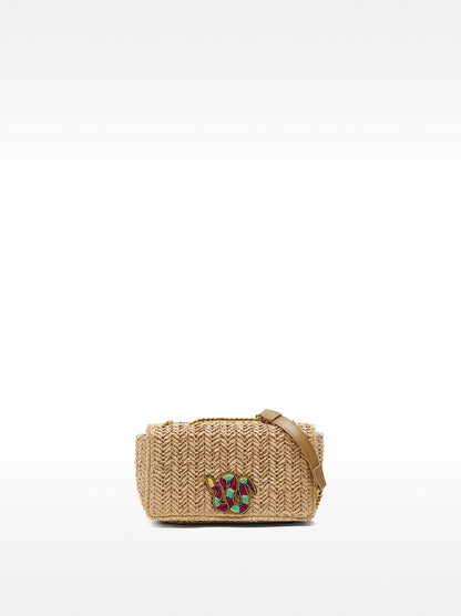 Shoulder Bag With Straw Effect