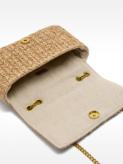 Shoulder Bag With Straw Effect
