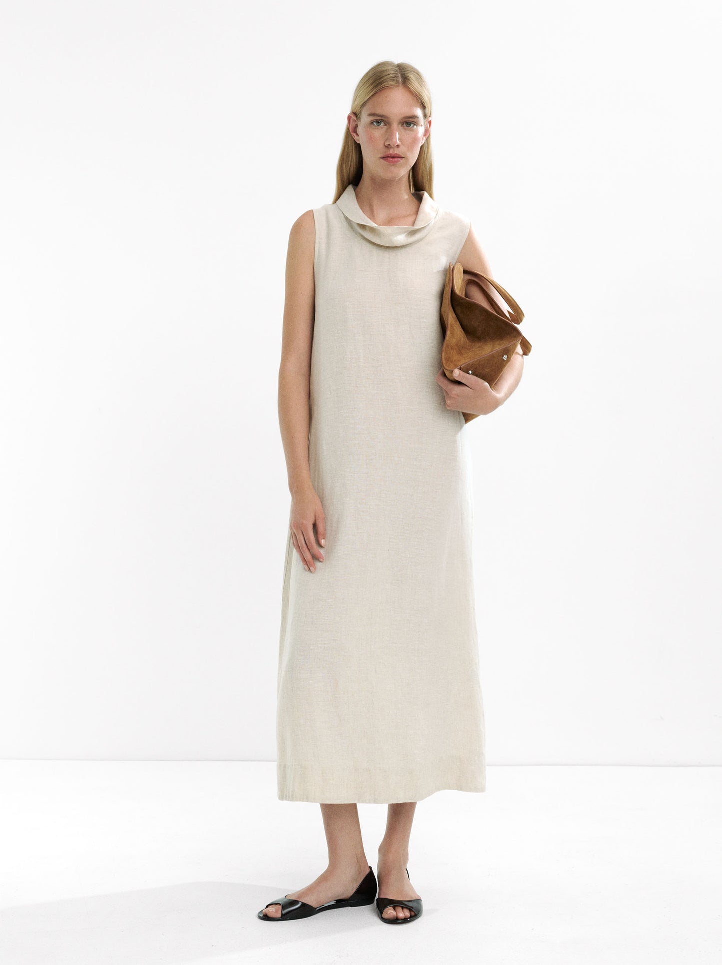 Midi Dress With 100% Linen