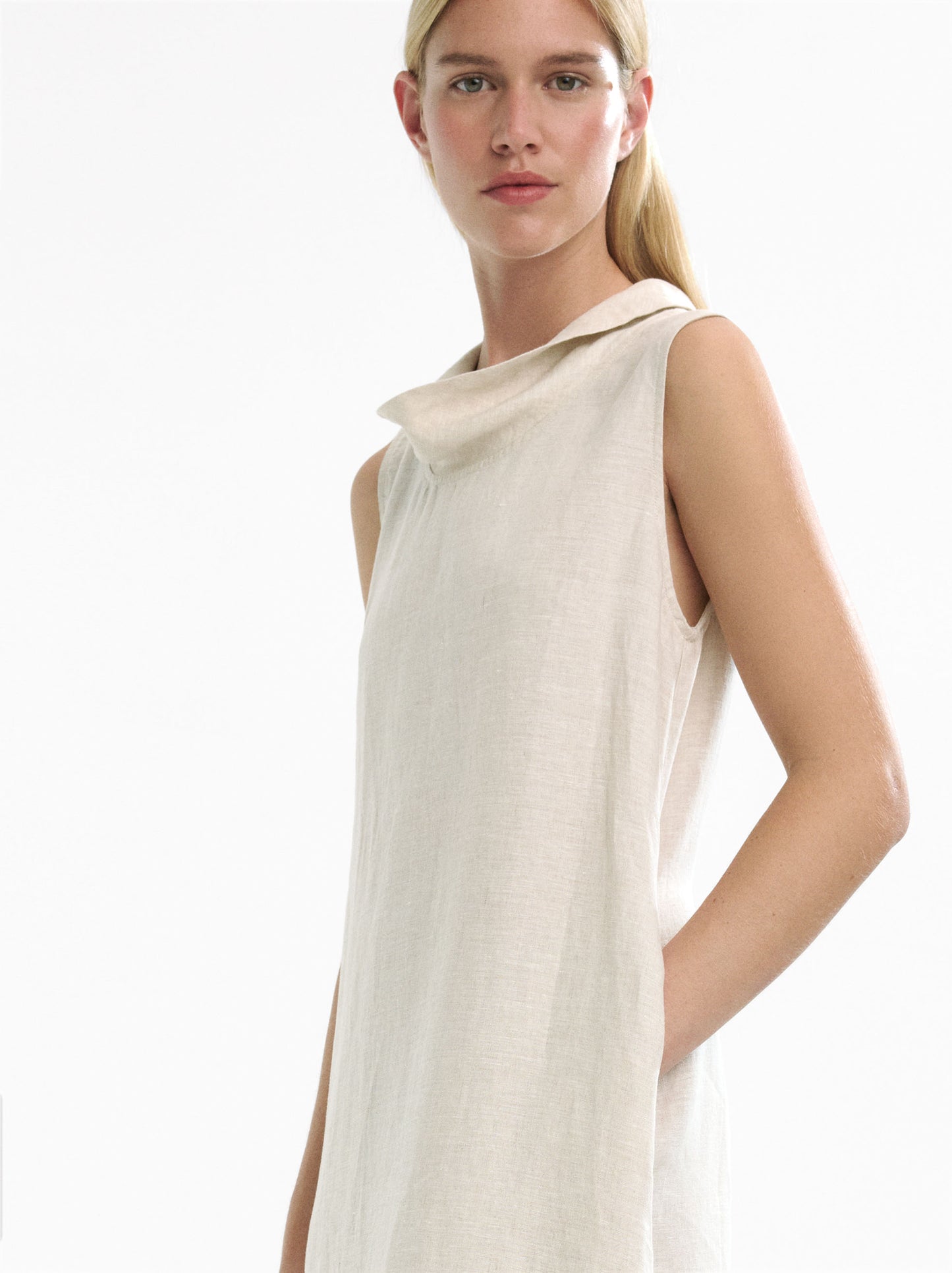 Midi Dress With 100% Linen