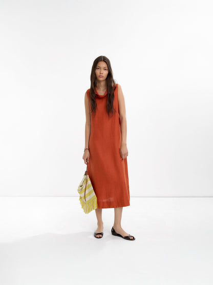 Midi Dress With 100% Linen