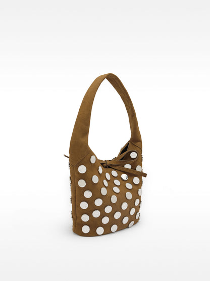 Faux Leather Studded Shoulder Bag