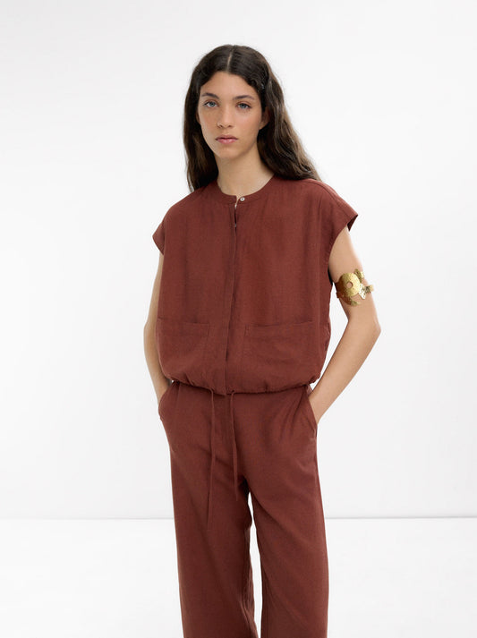 Short-Sleeved Shirt With Linen