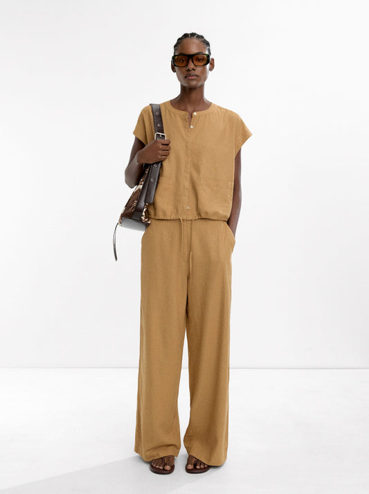 Straight Trousers With Linen