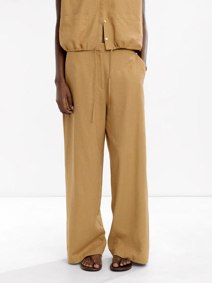 Straight Trousers With Linen