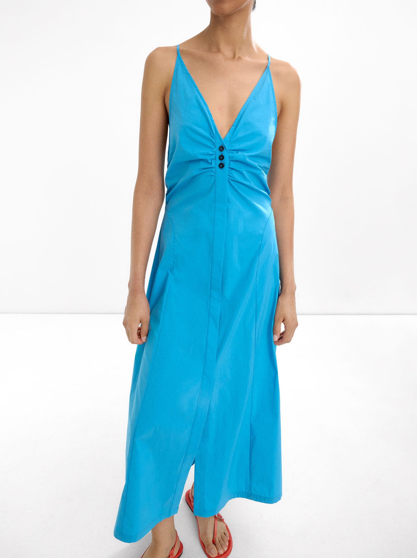 Long Cotton Dress With Straps