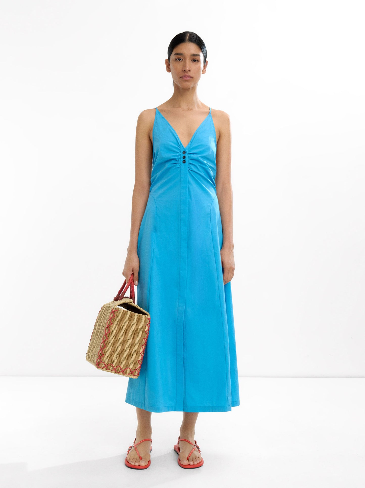 Long Cotton Dress With Straps