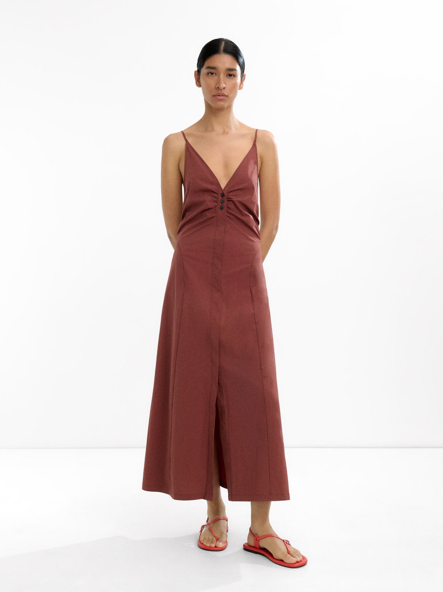 Long Cotton Dress With Straps