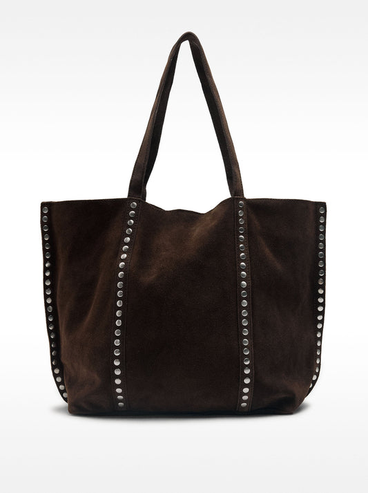 Leather Shopper Bag With Studs