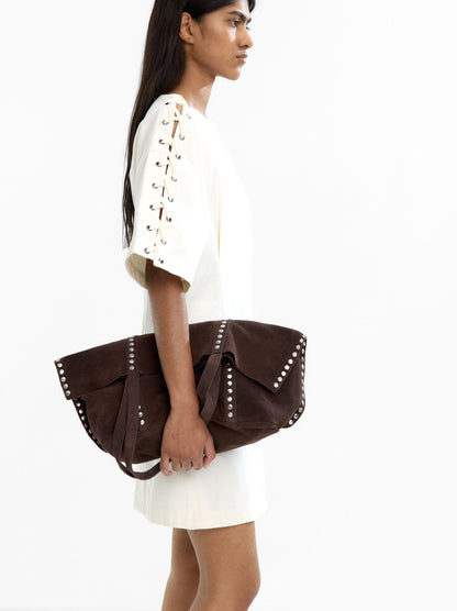 Leather Shopper Bag With Studs