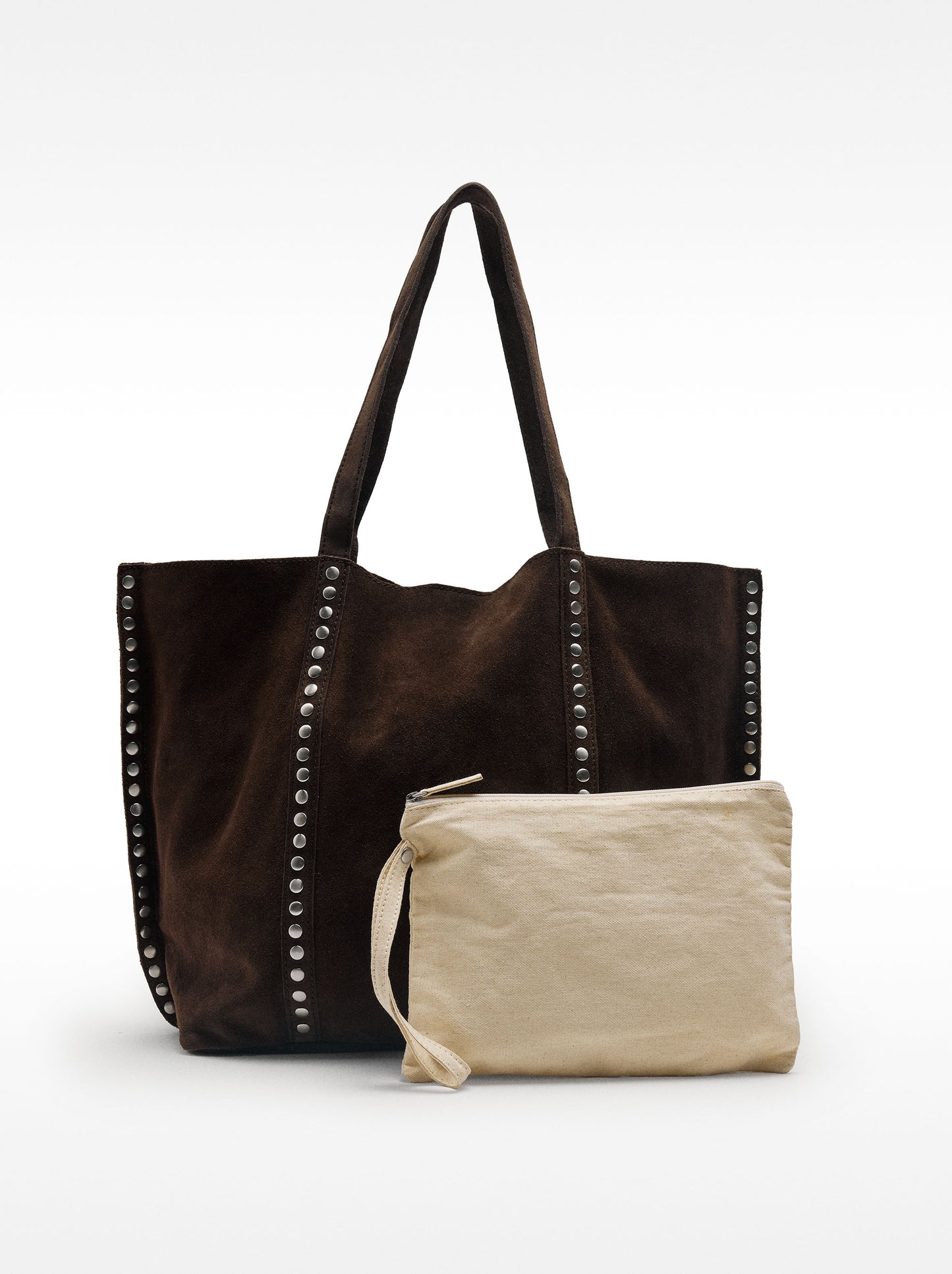 Leather Shopper Bag With Studs