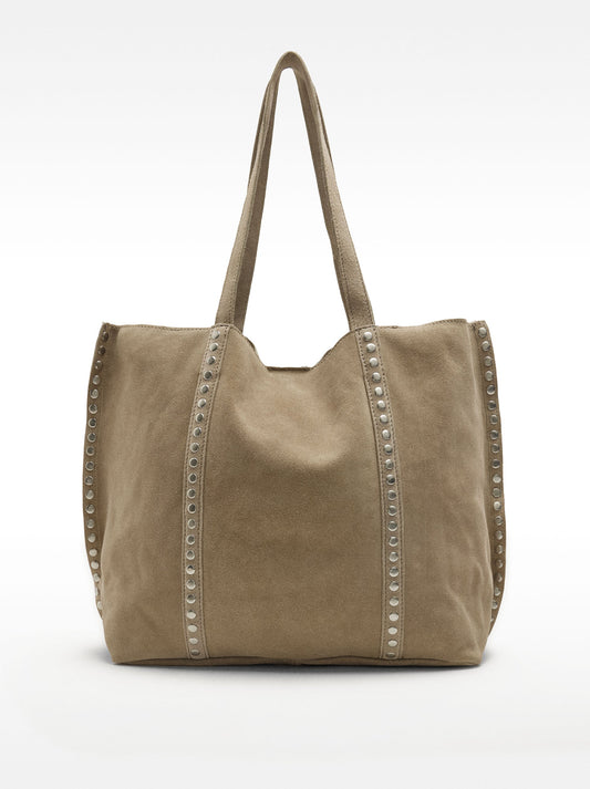 Leather Shopper Bag With Studs