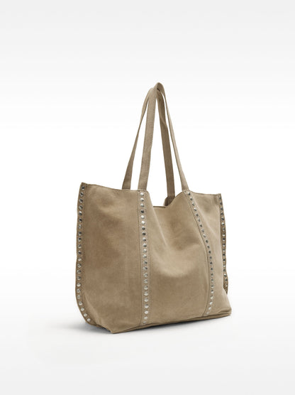 Leather Shopper Bag With Studs