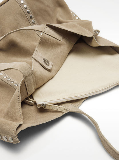 Leather Shopper Bag With Studs
