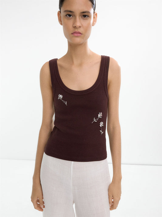 Top With Beaded Flowers