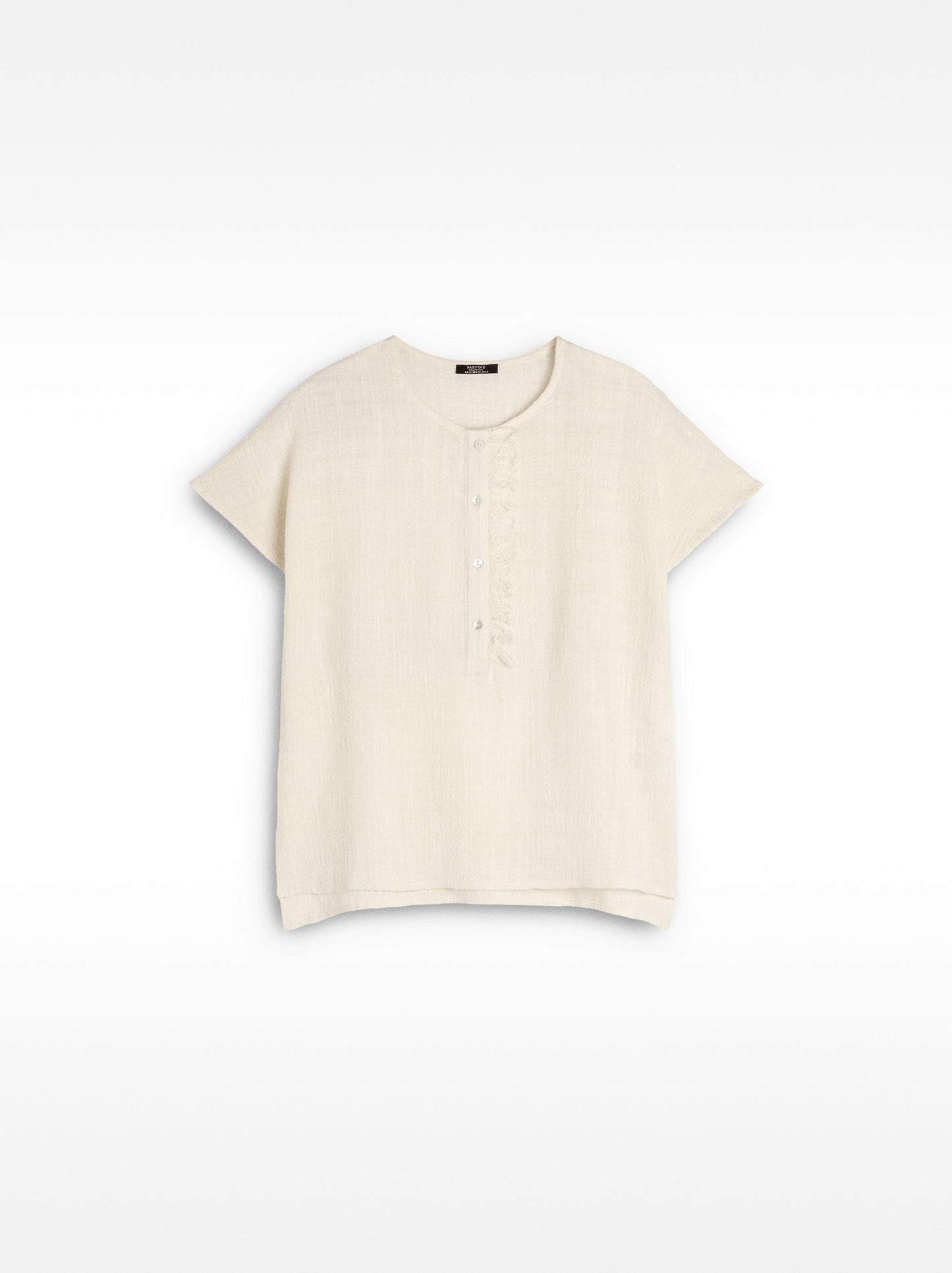 Linen-Blend T-Shirt With Buttons