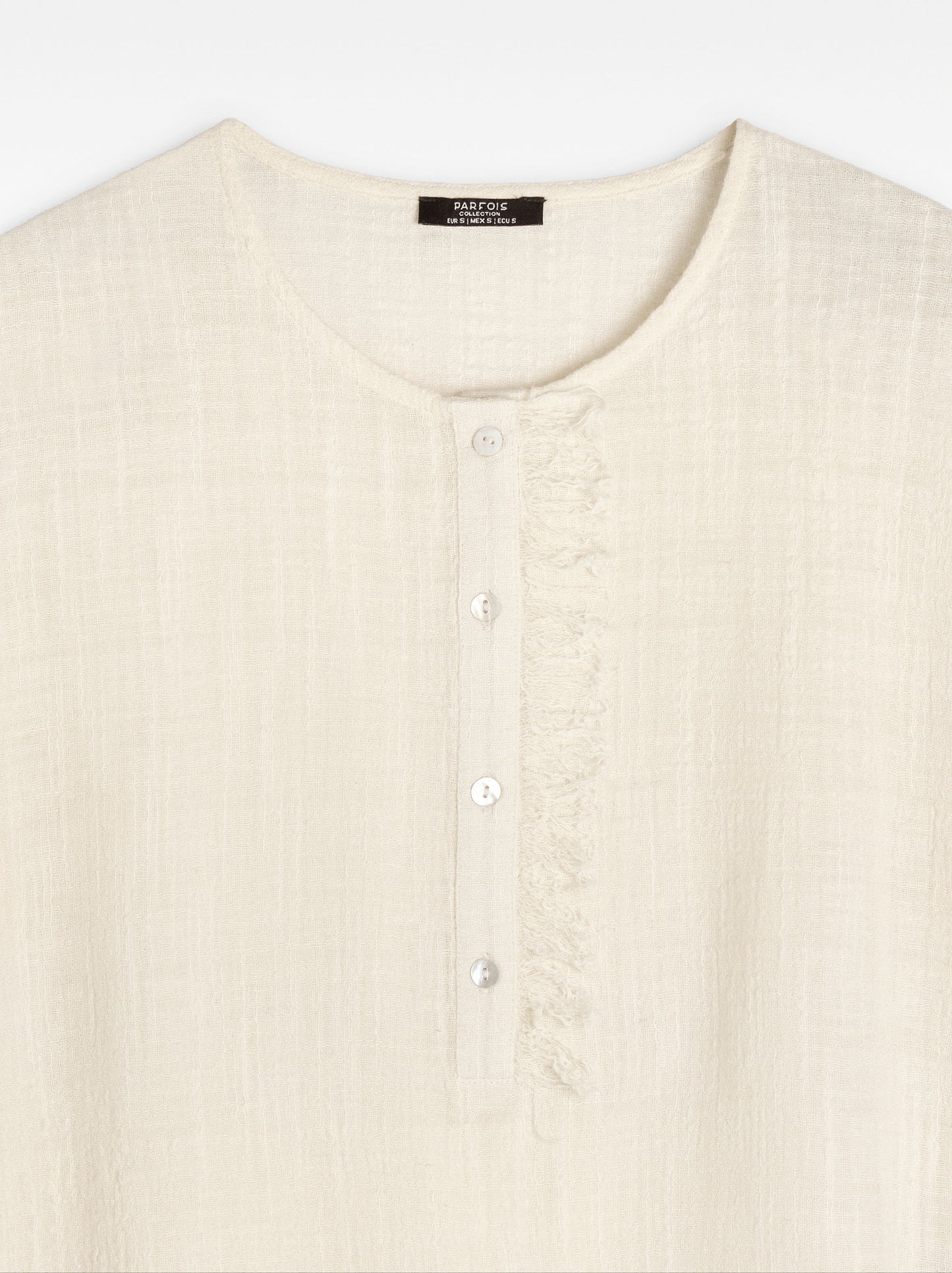 Linen-Blend T-Shirt With Buttons