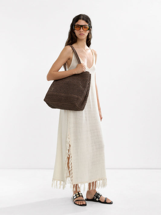 Long Dress Made Of Cotton With Linen