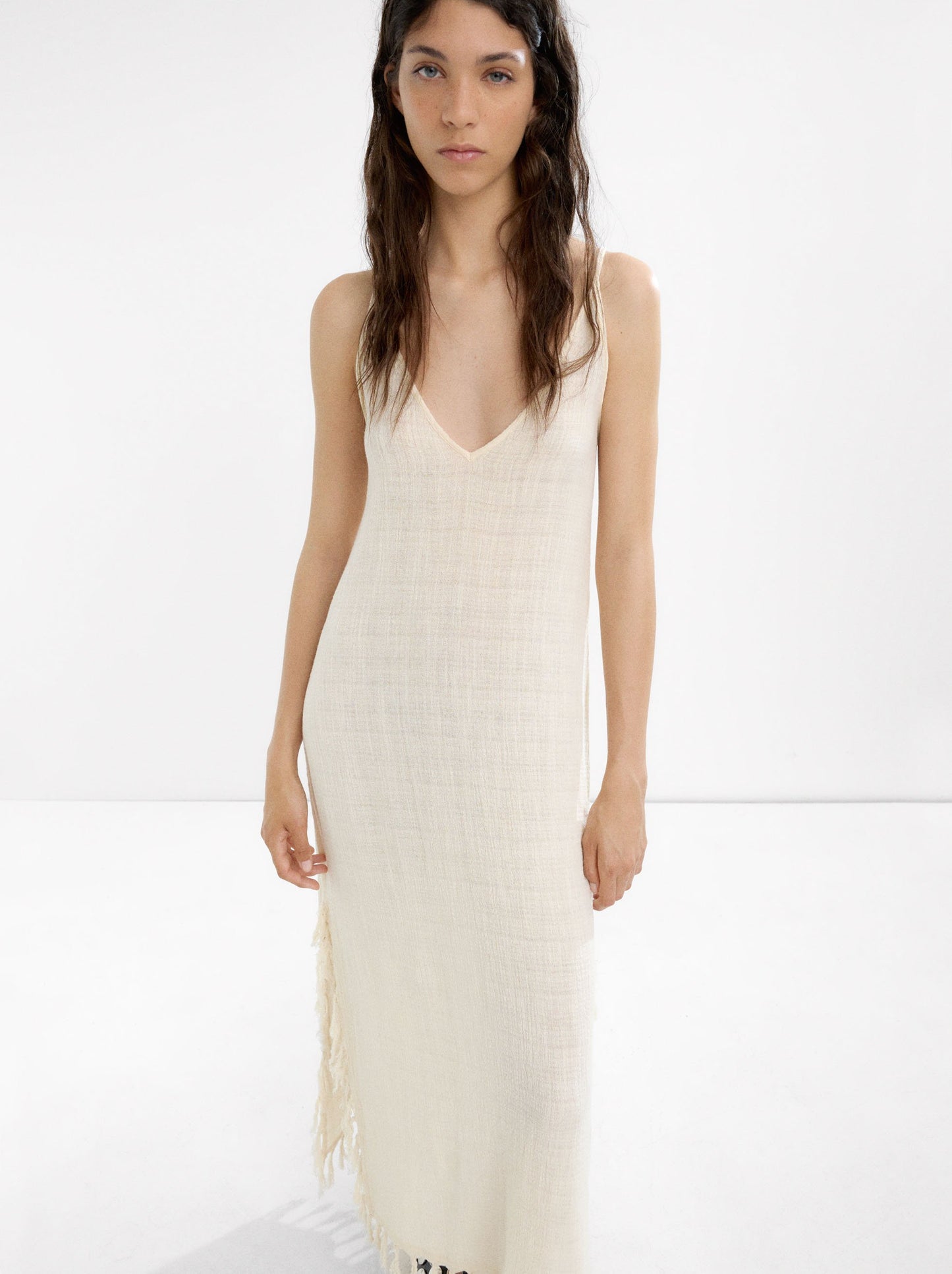 Long Dress Made Of Cotton With Linen