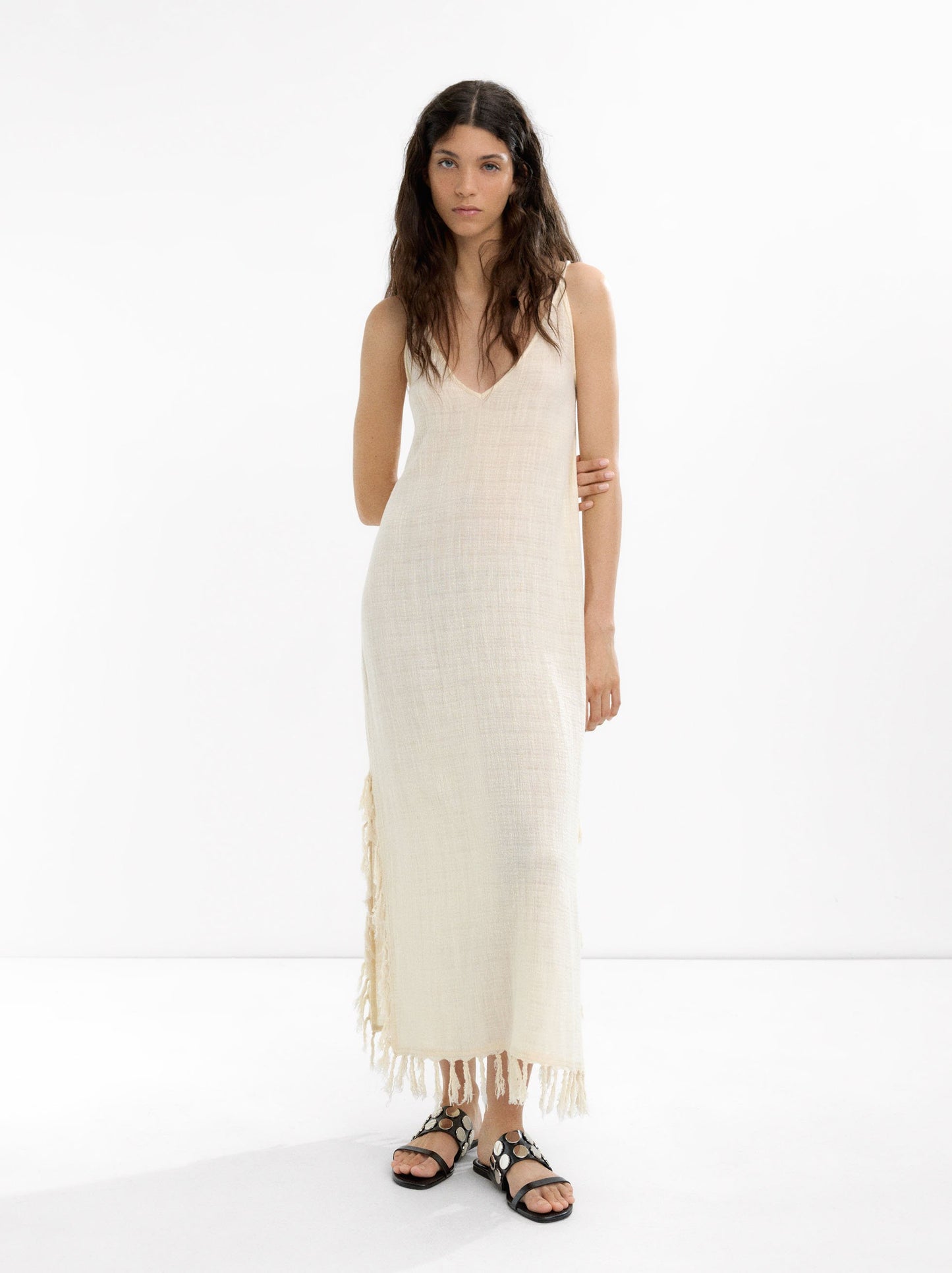 Long Dress Made Of Cotton With Linen