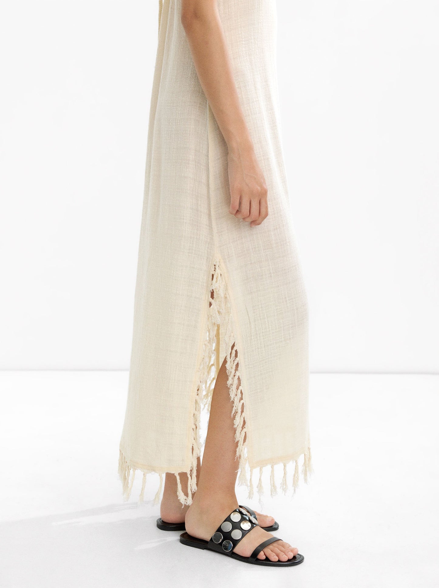 Long Dress Made Of Cotton With Linen