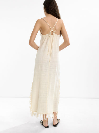 Long Dress Made Of Cotton With Linen