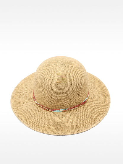 Raffia Effect Hat With Tie Straps