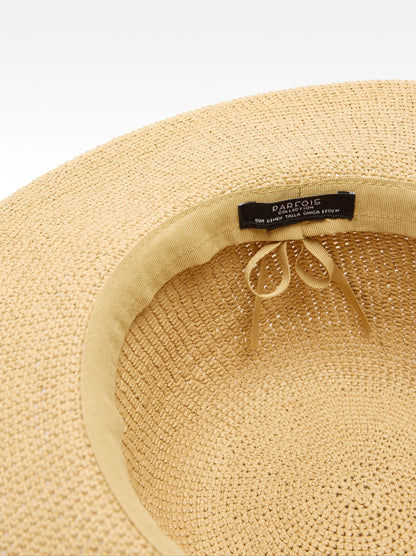 Raffia Effect Hat With Tie Straps