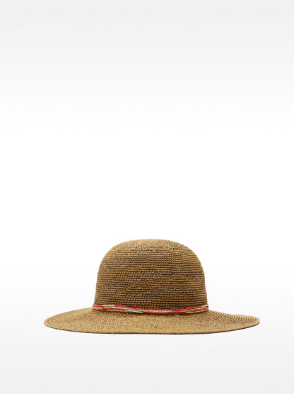 Raffia Effect Hat With Tie Straps