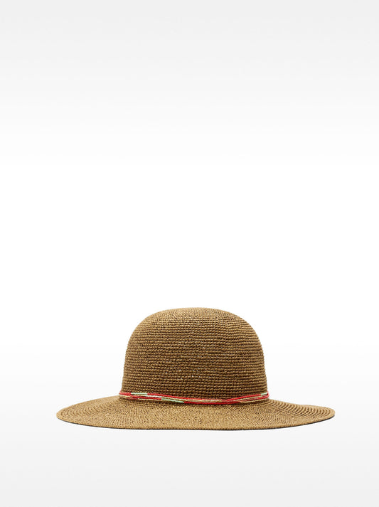 Raffia Effect Hat With Tie Straps